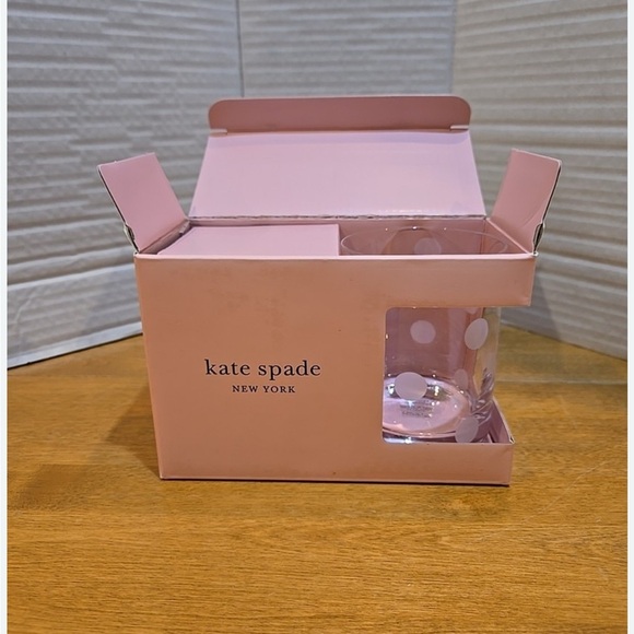 Kate Spade x Lenox Pearl Place Polka dot etched glasses wine whiskey stemless - Picture 9 of 9